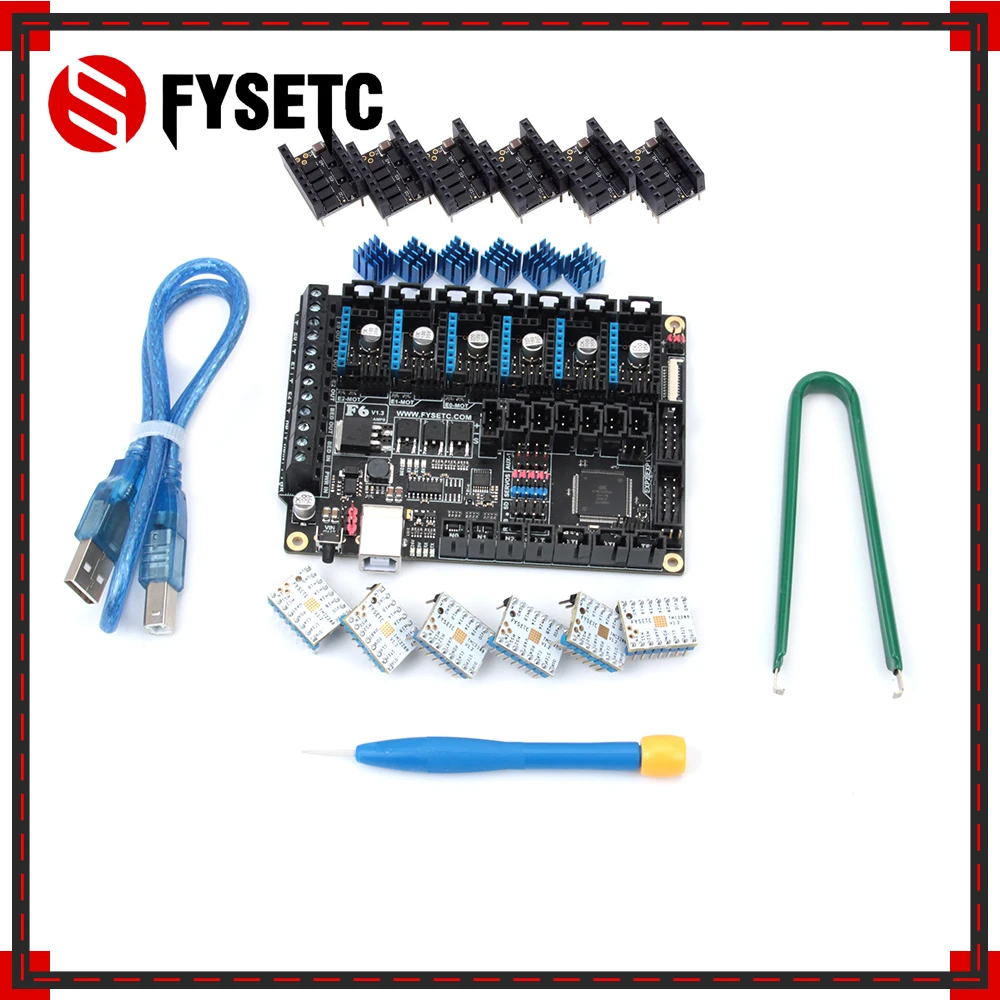 

FYSETC F6 V1.3 Board ALL-in-one Electronics Solution Mainboard + 6pcs Special TMC2208 V1.2 + 6pcs Protector For UART VS TMC2130