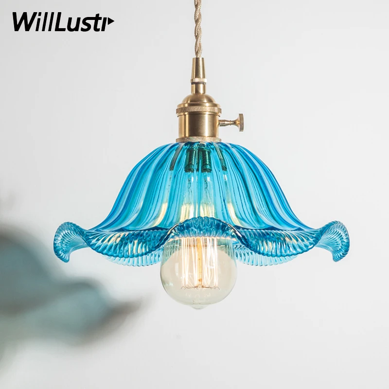 Винтажный подвесной светильник в скандинавском стиле латунный форме листьев