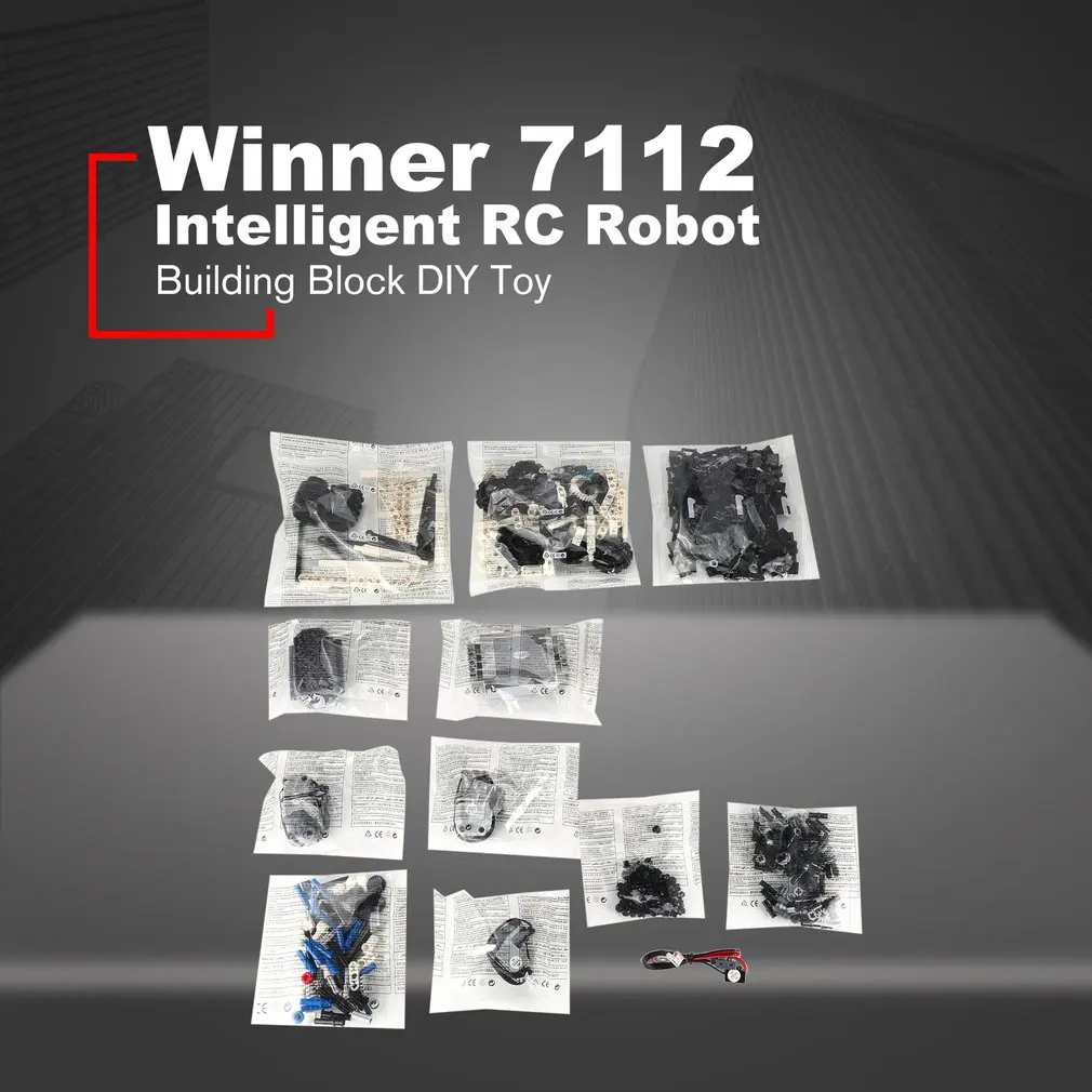 Winner 7112 2.4G Remote Control Intelligent Electric RC Robot Building Block DIY Unassembled Kit Toy For Kids Gift