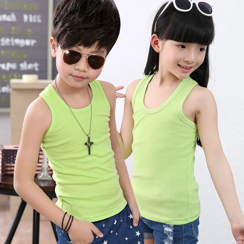 green word vest Детские Майки для девочек; Детская жилетка; пляжная одежда; летняя одежда для маленьких девочек; топы; хлопковые детские майки без рукавов; нижнее белье на бретельках - Цвет: green word vest