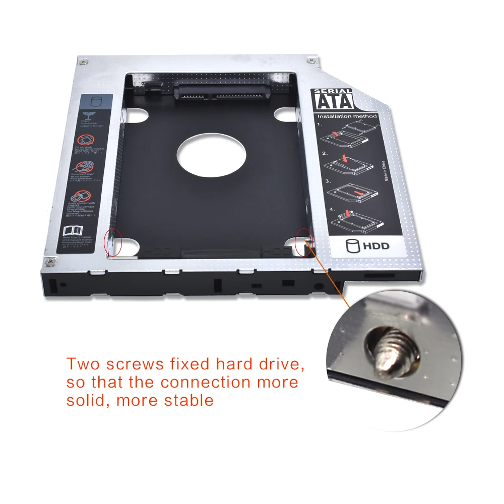 TISHRIC Универсальный алюминиевый 2-ой HDD Caddy для CD ODD notebook 12,7 мм SATA 3,0 для 2,5 HDD чехол Корпус для DVD Optibay