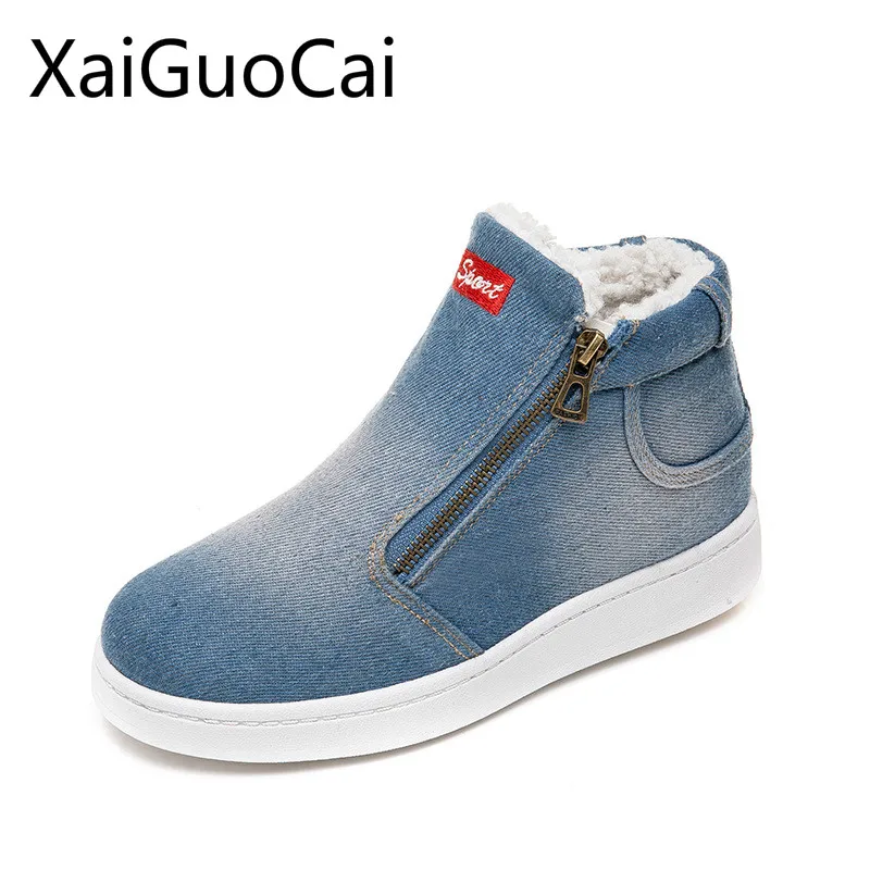 Женские хлопковые повседневные ботинки на плоской подошве женские зимние из