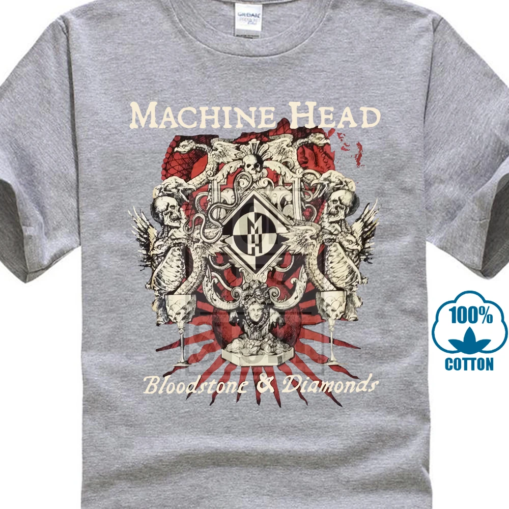 Серый Машина голова Bloodstone& Бриллианты футболка s m l Xl 2Xl Фирменная Новинка официальный - Цвет: Серый