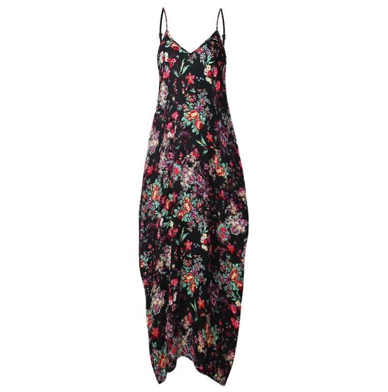 Плюс 3XL Размер 2018 без рукавов ремень Бохо Макси длинное платье Сплит печать