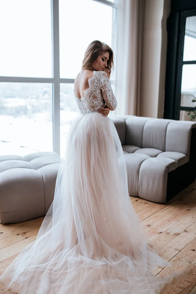 2019 богемное свадебное платье es Sexy V образный вырез с длинным рукавом кружевные