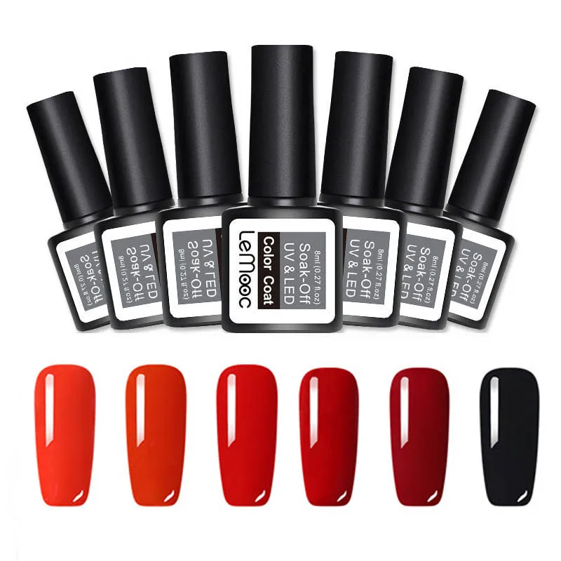 Set 4 LEMOOC 6 шт./компл. 8 мл однородного цвета для ногтей гель блеск польский UV Soak Off стойкий гель для ногтей UV гель Лаки лаковое гелевое покрытие для ногтей - Цвет: Set 4