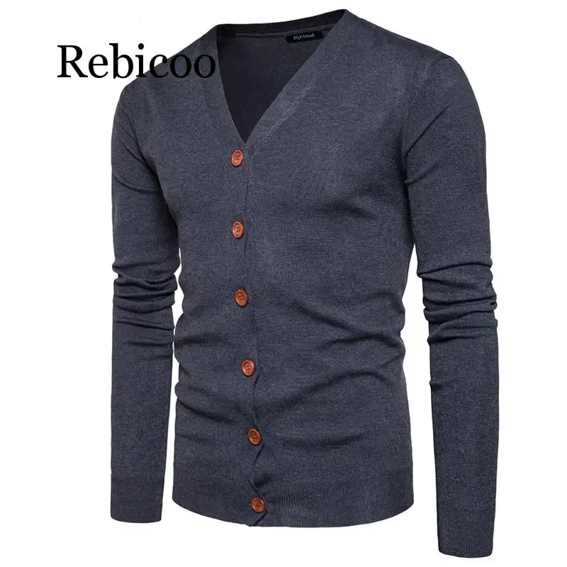 

Men Button cardigans Sweaters 2019 New Casual Men solid Pullover V Collar Thick Cashmere sweater Outerwear Clothing