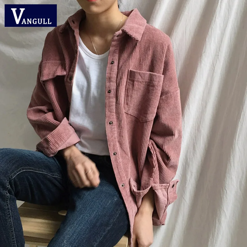VANGULL Harajuku вельветовые куртки женские рубашка-пальто новые весенние модные пальто женские элегантные рубашки топы милая куртка