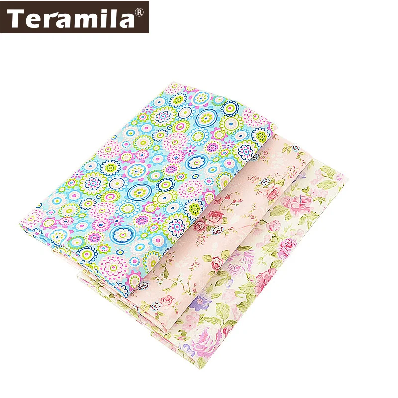 Teramila 3 шт./лот 40x50 см 100% хлопок ткань с цветком для шитья одежды постельные