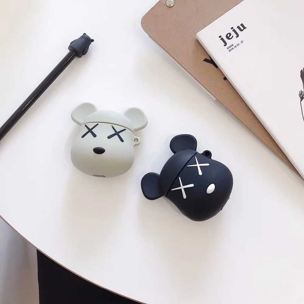 3D мультфильм милый XX медведь, Мягкий силикон чехол для Apple Airpods Крышка для гарнитура для Airpods Box Air Pods чехол Аксессуары для наушников