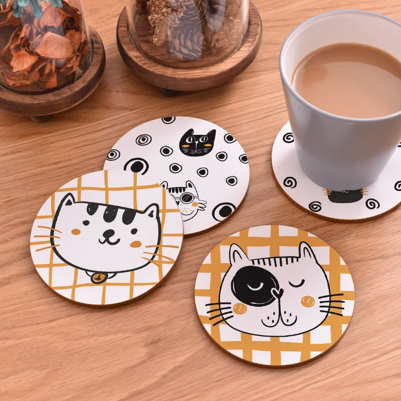 Деревянная подставка для напитков Uncle cat, нескользящая изоляционная чайная подкладка для кофейного столика, современные бирдекели, 1 шт