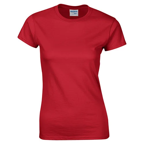 Red Gildan, высокое качество, 22 цвета, S-XL, простая футболка для женщин, хлопок, эластичные базовые футболки, Женские повседневные топы, футболка с коротким рукавом - Цвет: Red