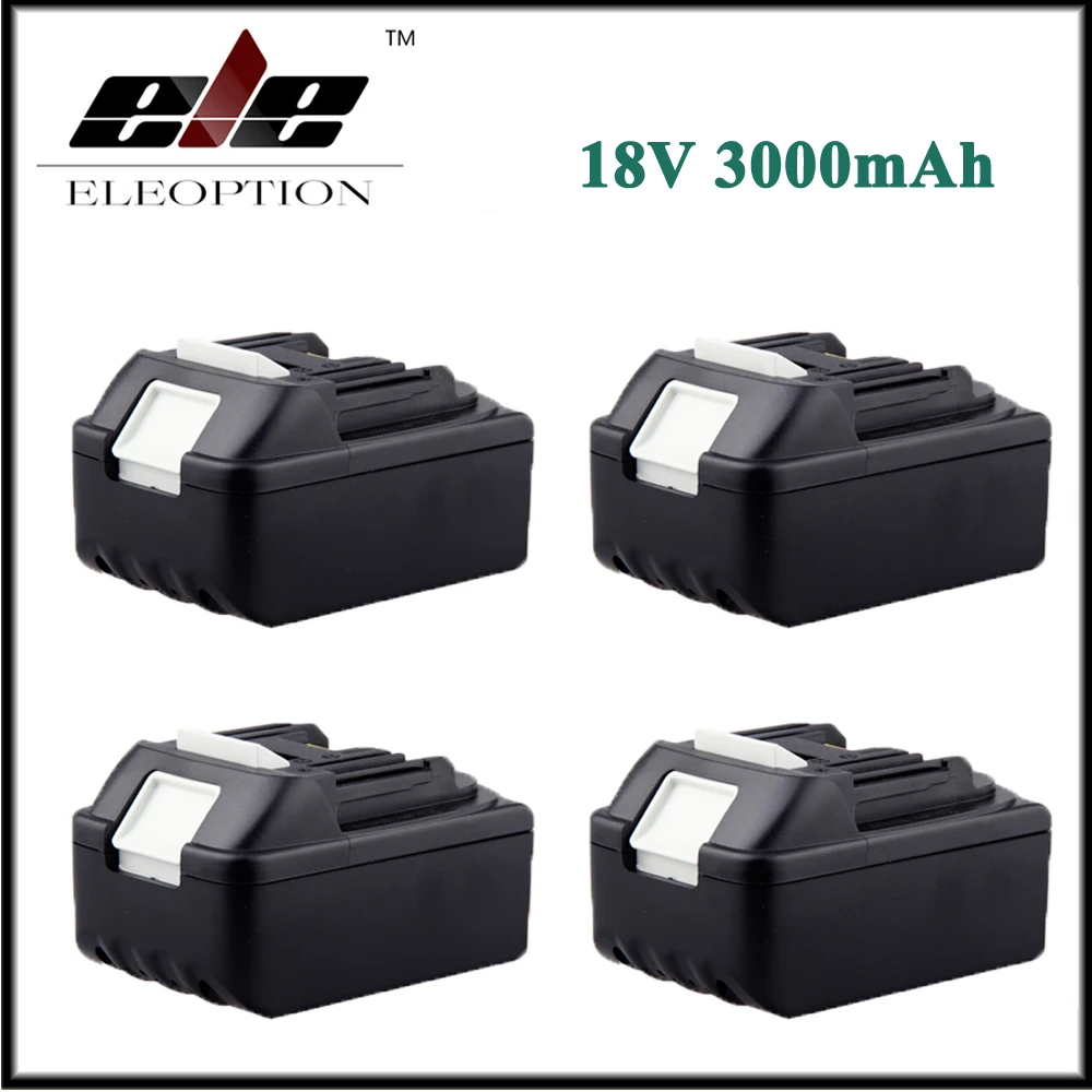 Аккумулятор Eleoption 4x для Makita 18 в 3000 мАч BL1830 BL1840 LXT400 BL1815 194230 4|Перезаряжаемые батареи|