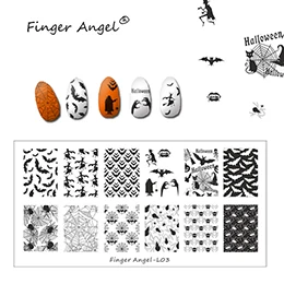 L03 Finger Angel 1 шт. Хэллоуин дизайн пластины для штамповки ногтей штамп изображения Уникальный Забавный мультфильм череп 6*12 см DIY шаблон для ногтей - Цвет: L03