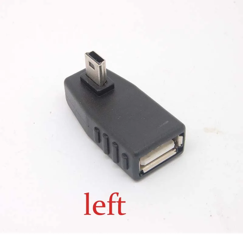 Мини USB OTG Host адаптер 90 градусов с левым углом A гнездо на 5 штырьков B папа 2 0