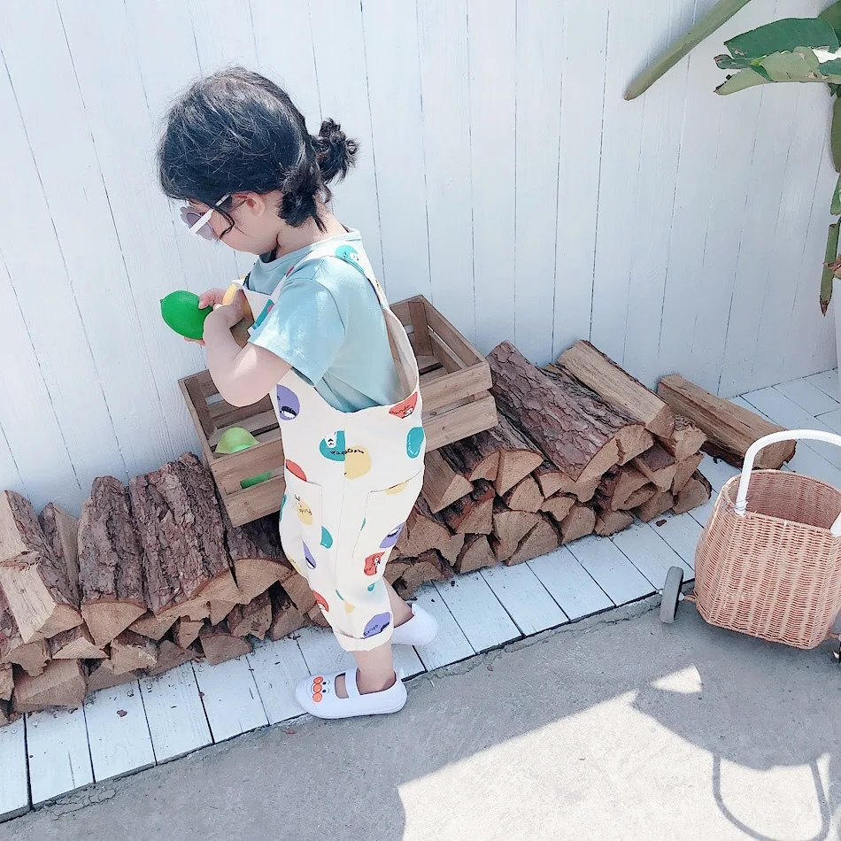 Новинка лета 2019 модные джинсовые комбинезоны с принтом для девочек bbay Детские