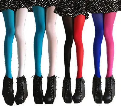 Женские лоскутные колготки эластичные однотонные двух цветов|pantyhose stockings|footed