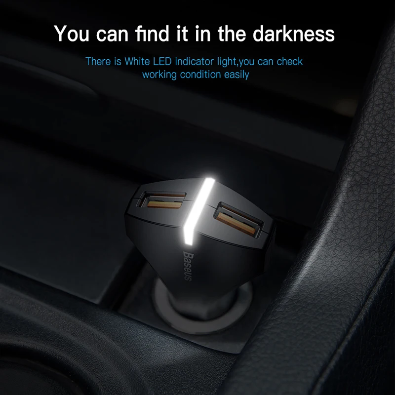 Автомобильное зарядное устройство Baseus QC 3 0 быстрая зарядка с двумя usb-портами