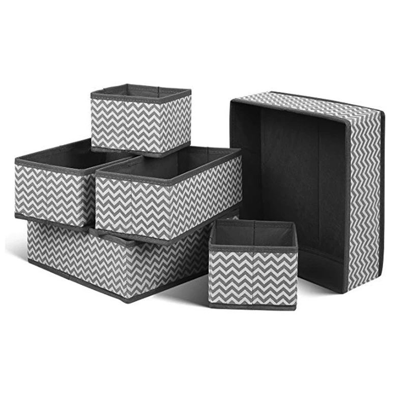 6pcs 6 шт. s m ultifunction серая полоса нетканый ящик Органайзер дышащее нижнее белье Органайзер Носки Бюстгальтеры складная коробка для хранения s m l - Цвет: 6pcs