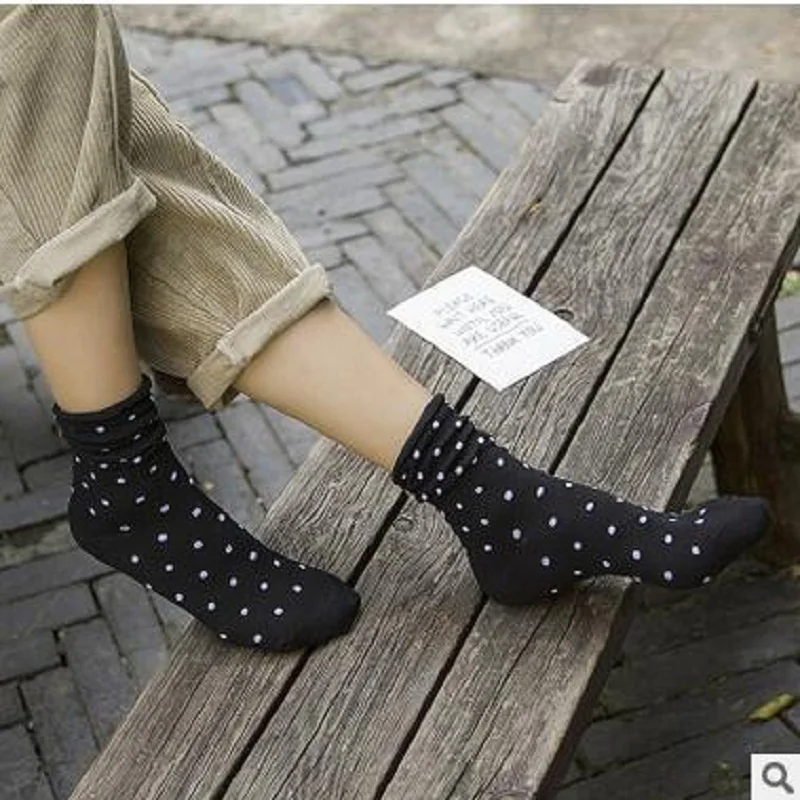 Осенне зимние Новые Смешные Женские носки в горошек|autumn socks|piling socksjapanese socks |