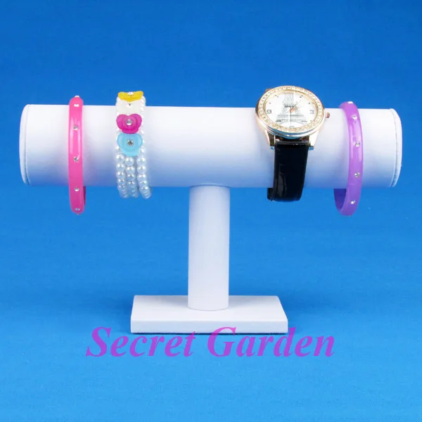 

TONVIC 3 High Quality White Leatherette Bracelet Bangle Watch Display Stand Holder T-Bar