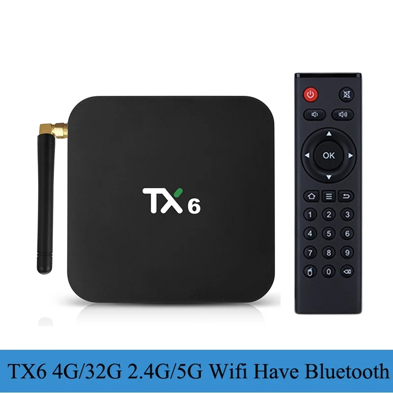 4G 32G Wechip TX6 Smart Android 9,0 ТВ приставка 4G 32G Allwinner H6 четырехъядерный 2,4G+ 5G двойной Wifi BT 4,1 телеприставка 4K HD H.265 медиаплеер - Цвет: 4G 32G