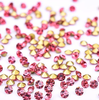 rose pink 30 цветов чешские хрустальные точечные Стразы для ногтей swarovsky SS3 1,3 мм-1,4 мм конус с заостренным фольгированным дном - Цвет: rose pink