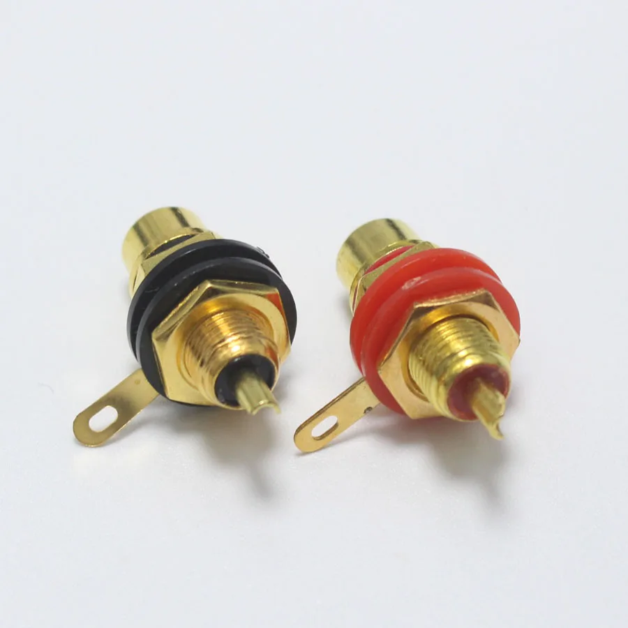1 шт. Позолоченный разъем RCA гнездовой RCAKY шасси панель коннектор с гайкой аудио