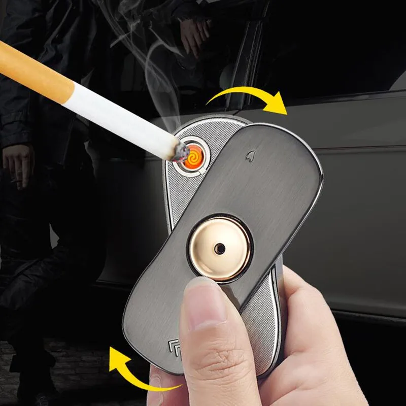 Модель автомобиля гироскоп зарядка через USB Электронная сигарета зажигалка Спиннер ветрозащитный негорящий без газа зажигалки для сигар Подарочные игрушки