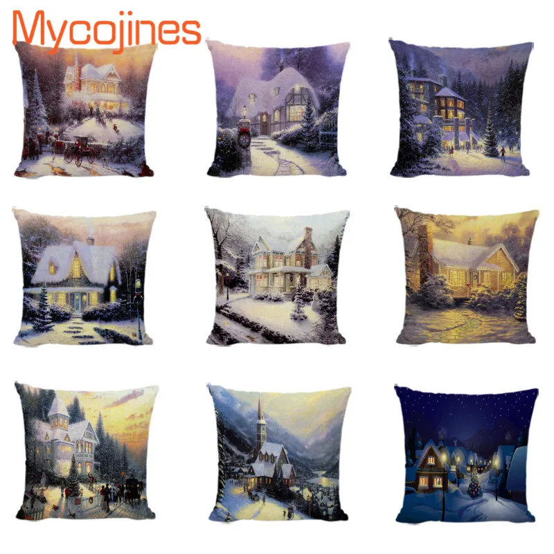 

Christmas Decorations For Home Cushion snowflake House Pillowcase New Year Chair Cushion Cover Couch Sofa Covers For Living Room