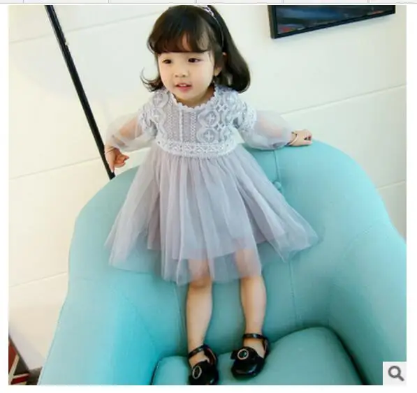 Новинка 2018 Брендовое летнее кружевное газовое платье с пышными рукавами для