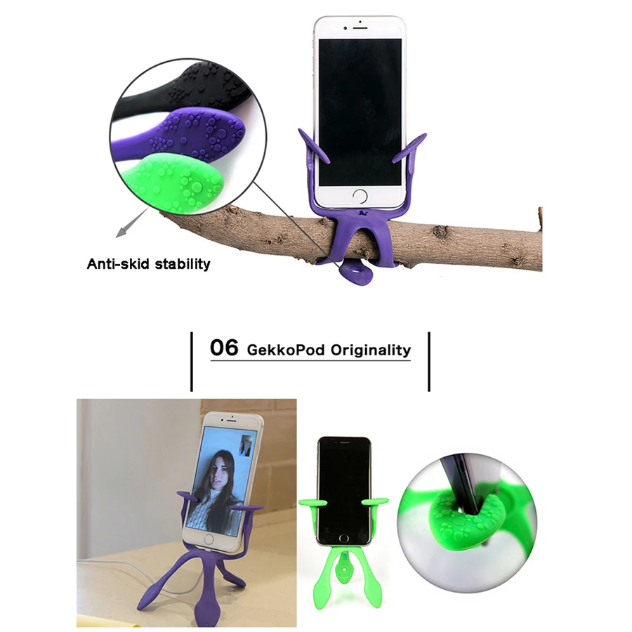 Мини Гибкий штатив для улицы Gecko Spider Stand Hoders Bluetooth пульт дистанционного управления