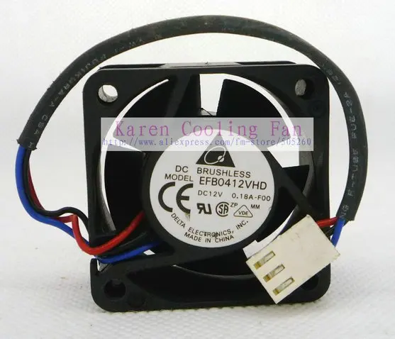 Новый оригинальный вентилятор delta 4020 12v 0.18a EFB0412VHD-R00 3 провода Охлаждающий 40*40*20 мм