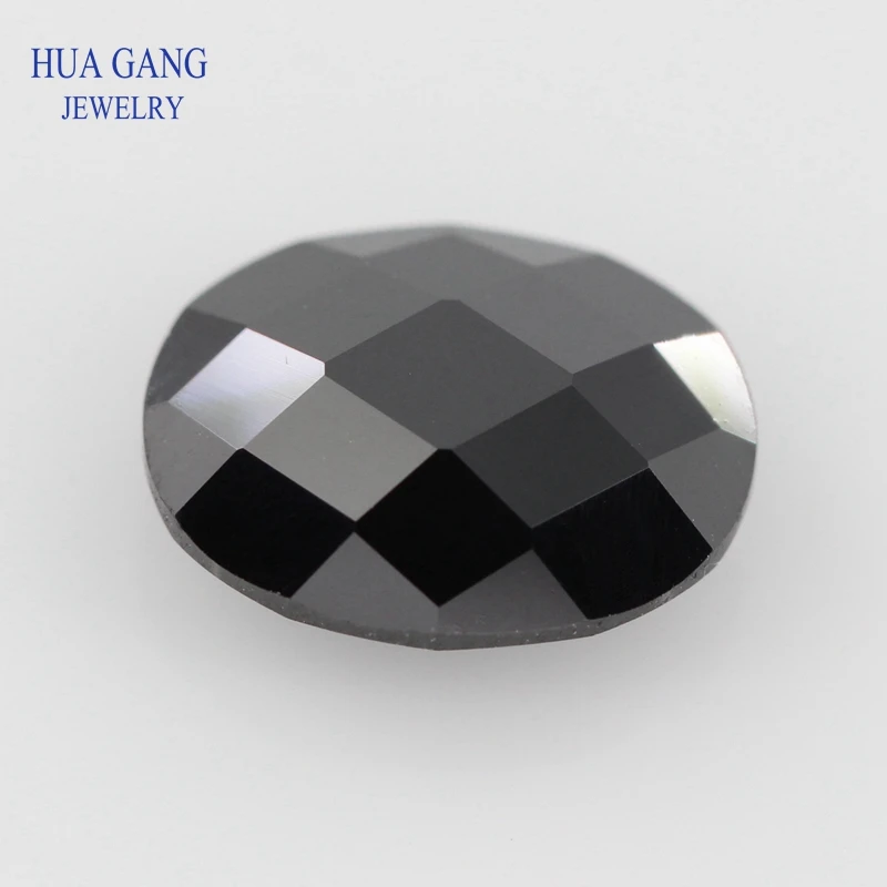 

Black CZ Stone Oval Shape Double Checkerboard Synthetic Gems Cubic Zirconia For Jewelry Size 3x5~13x18mm Free Shipping
