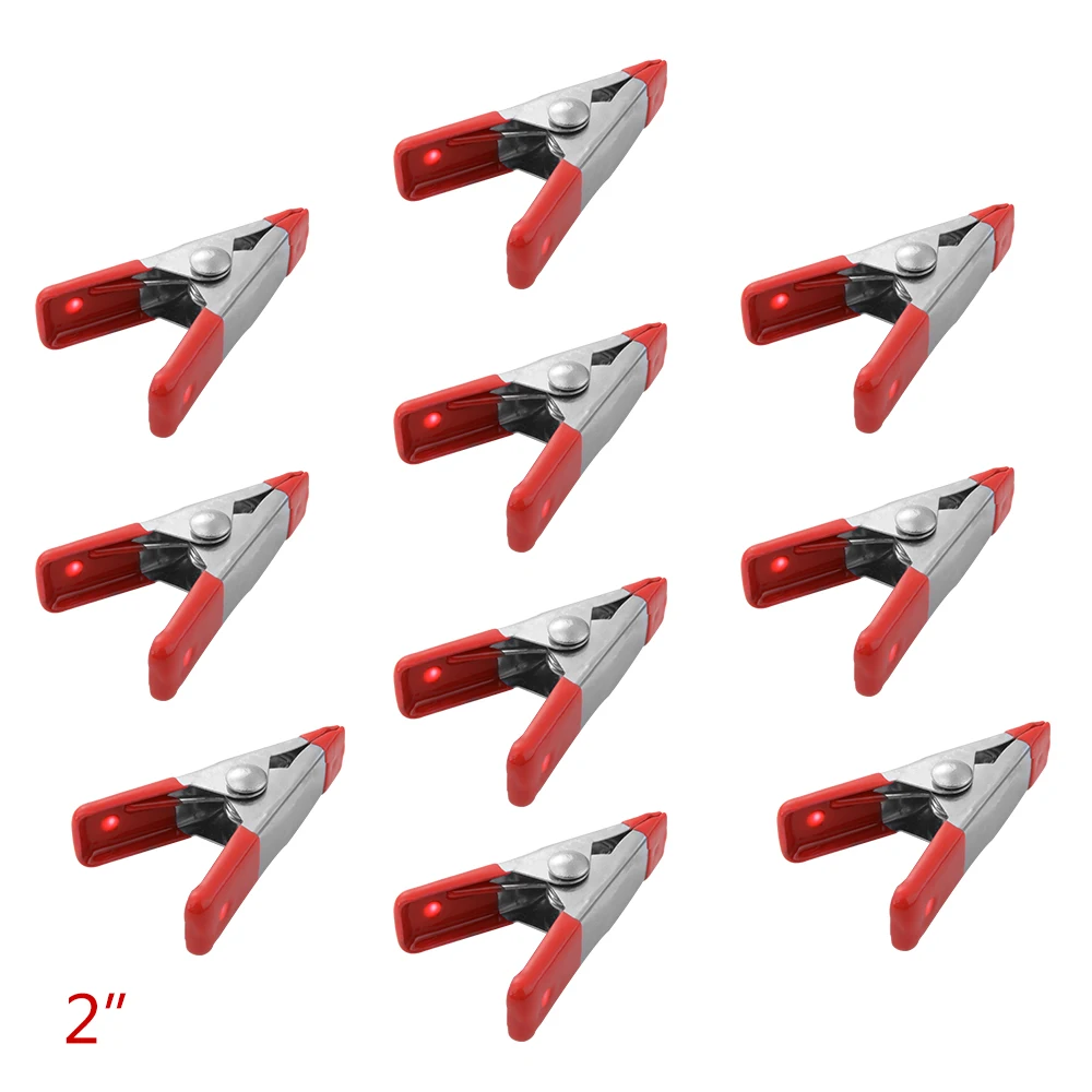 10pcs 2" Mini Metal Heavy Duty Spring Clamps Crocodile Clip Red Plastic Tips Tool Clips Grip Holder HT395 | Обустройство дома