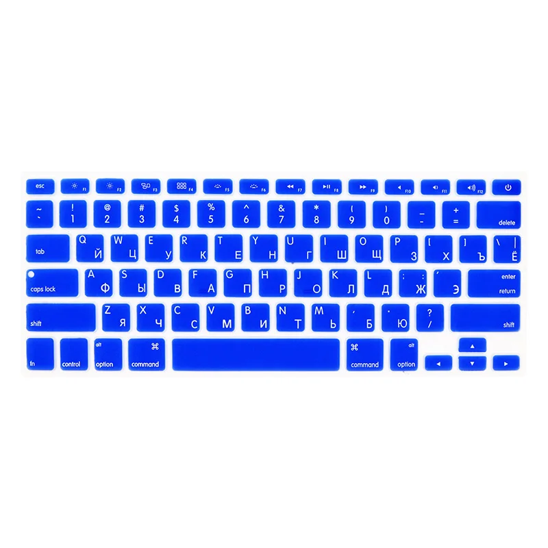 Dark Blue SR 14 цветов Американский русский язык письмо Силиконовая клавиатура крышка наклейка для Macbook Air 13 Pro 13 15 17 retina защитная пленка - Цвет: Dark Blue