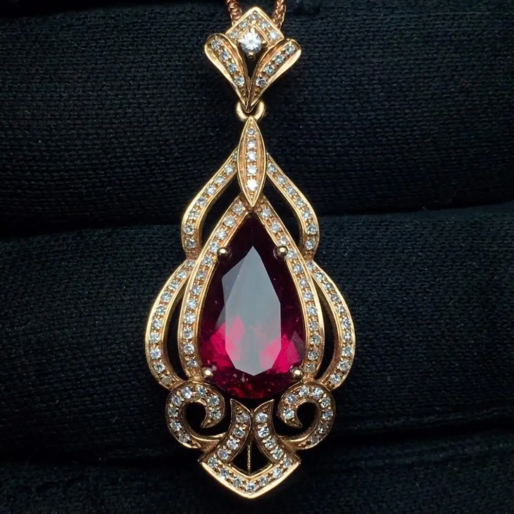 Турмалиновая подвеска ювелирное изделие натуральное золото 18 К 100% натуральный