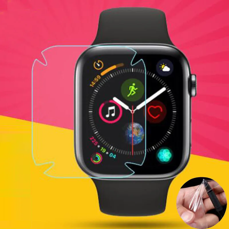 2 шт ТПУ(не стекло мягкий прозрачный полный край Защитная пленка для iwatch Apple Watch Series 4 5 40 мм 44 мм Защитная пленка для экрана
