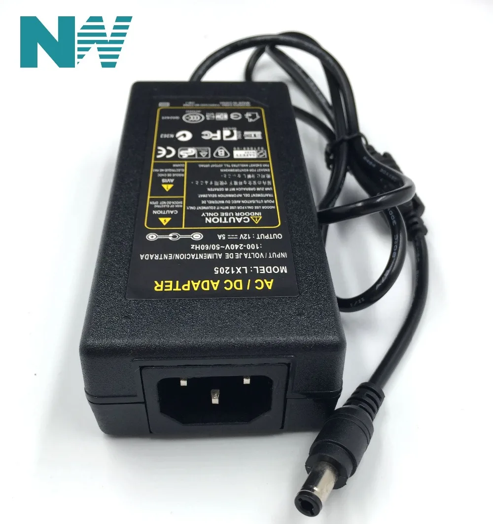 12V5A AC 100 V-240 V 60W преобразователь Мощность адаптер DC12V 5A 2.1mm-2,5 мм* 5,0 мм штекером постоянного тока для подключения к Питание адаптер