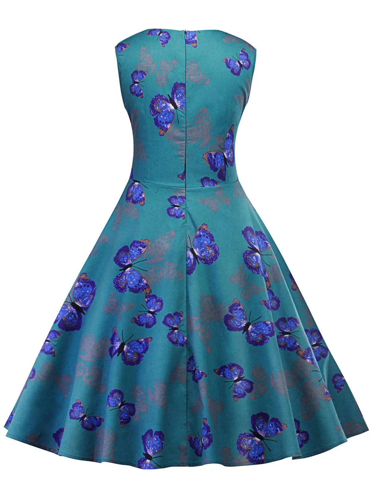 Женское винтажное платье без рукавов Wipalo в стиле ретро с принтом бабочки и рюшами