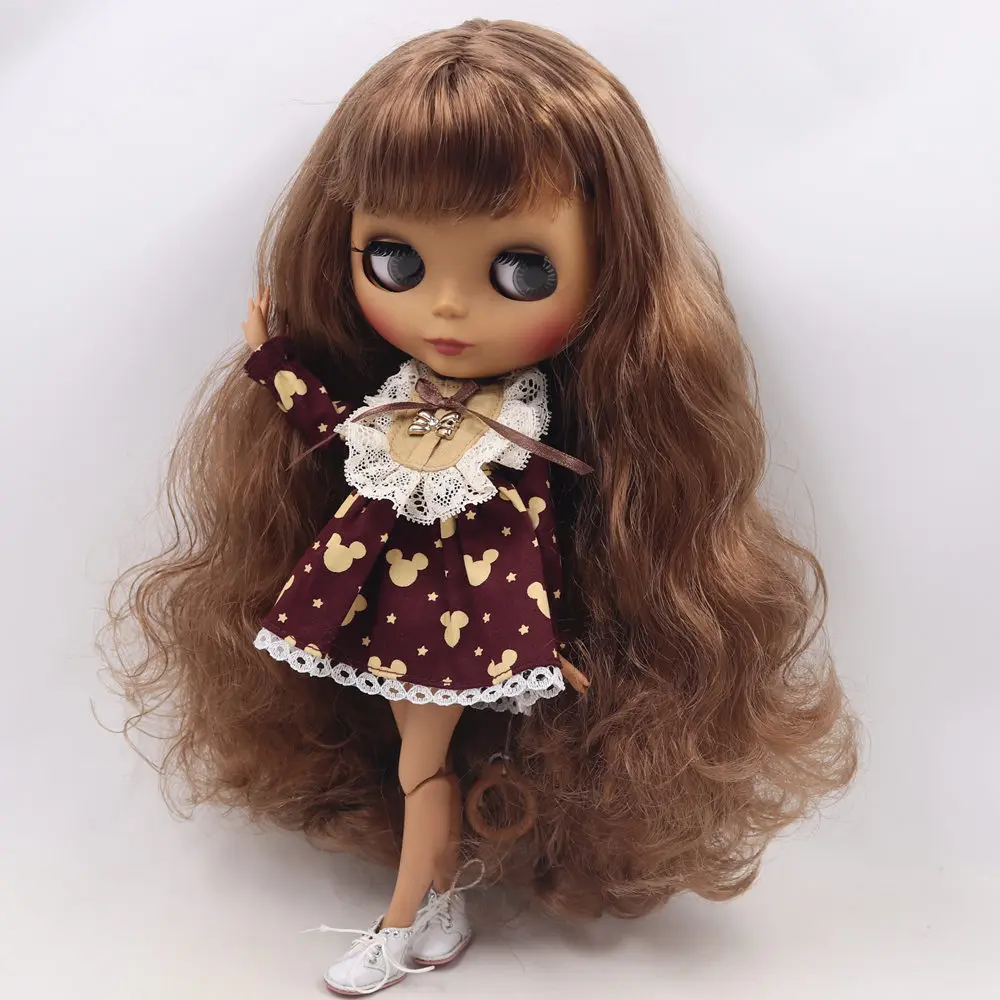 Ледяной DBS Blyth кукольные нет. BL9158 каштановые волосы с челкой шарнирное тело черная