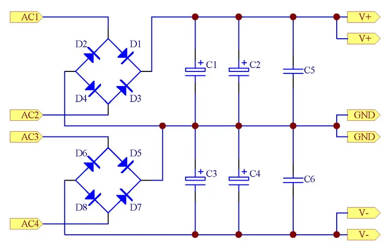 Двойной мост двойная полярность нерегулируемый источник питания PCB.|power supply pcb|pcb