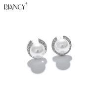 new fashion natural freshwater white pearl stud earings simple pearl jewelry for women wedding gift