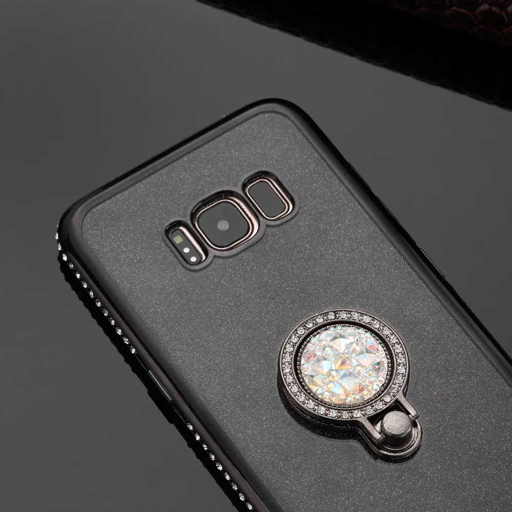 Luxury Bling Glitter Cases For Samsung S9 Case S8 Plus Lovely Strap Finger Ring Bracket Bumper Cover Galaxy S7 edge Note 9 | Мобильные