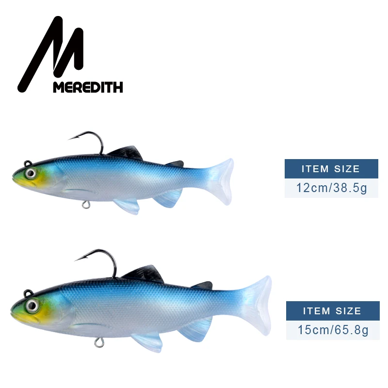 MEREDITH, 12 см, 15 см, форель, свинцовая головка, ПВХ, рыболовные приманки, для плавания, Т-образный хвост, силиконовые свинцовые мягкие приманки, искусственные приманки, плавающая приманка, воблеры