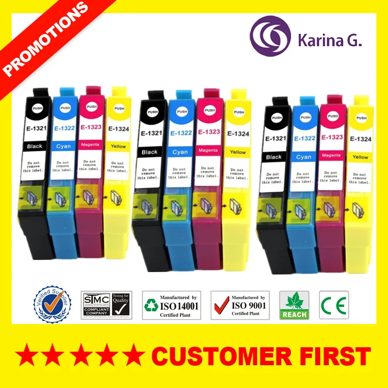 Совместим с Epson T1321 T1322 T1323 T1324 чернильный картридж для принтера Stylus N11 NX125 NX130 и т.