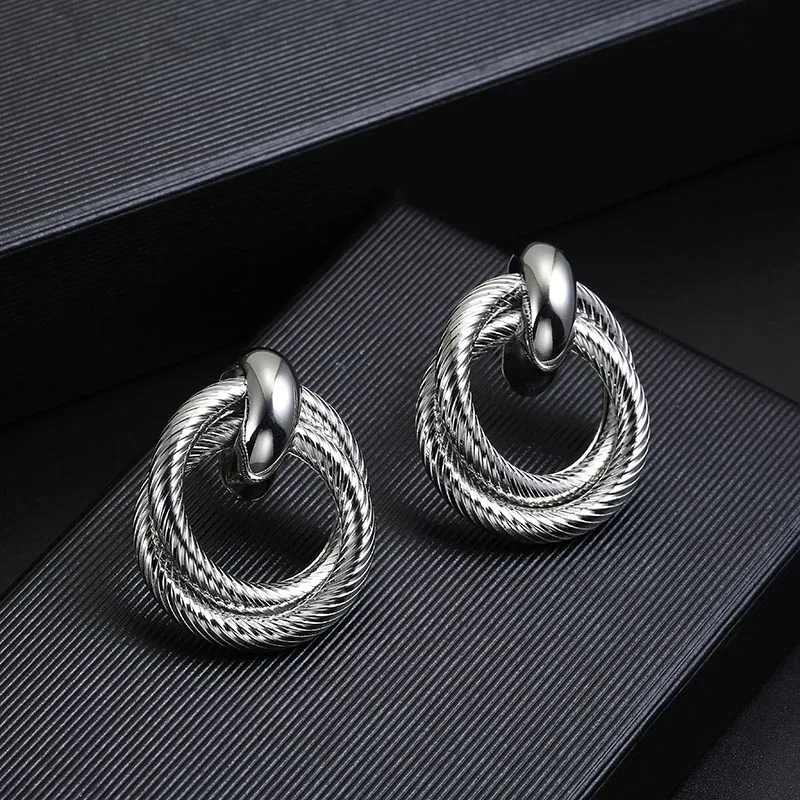silver clip Новинка ZA, клипсы, серьги без проколов для женщин, винтажная Золотая Геометрическая круглая Ушная клипса, ювелирные изделия, brinco feminino, вечерние, подарок - Окраска металла: silver clip
