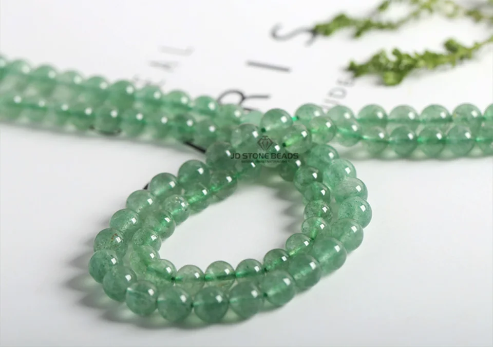 High Quality Green Strawberry Crystal Natural 5 6 8 10 12mm Diy Charm Beads For Jewelry Making Fancy Gemstone Beads Green Quartz