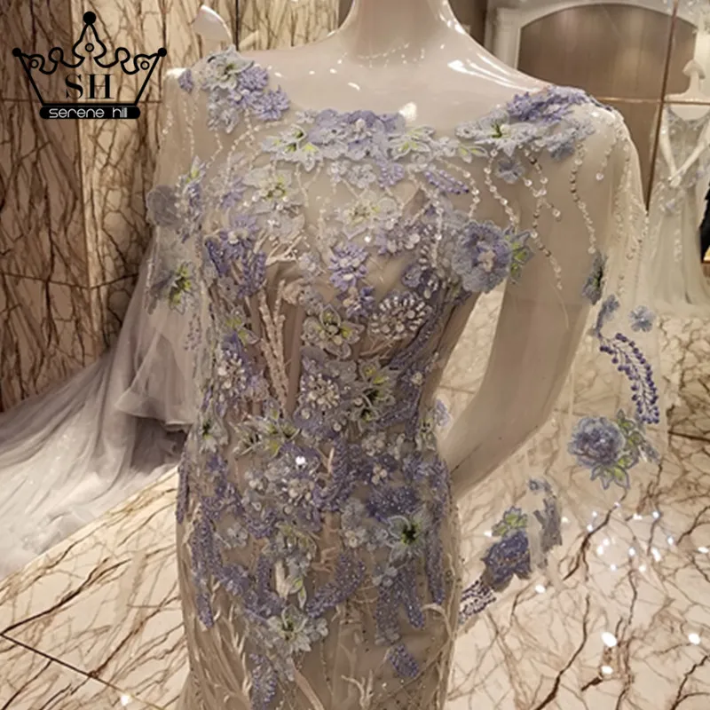 2019 Роскошные вышивка кристаллами Русалка Длинные вечерние платья серый нижней