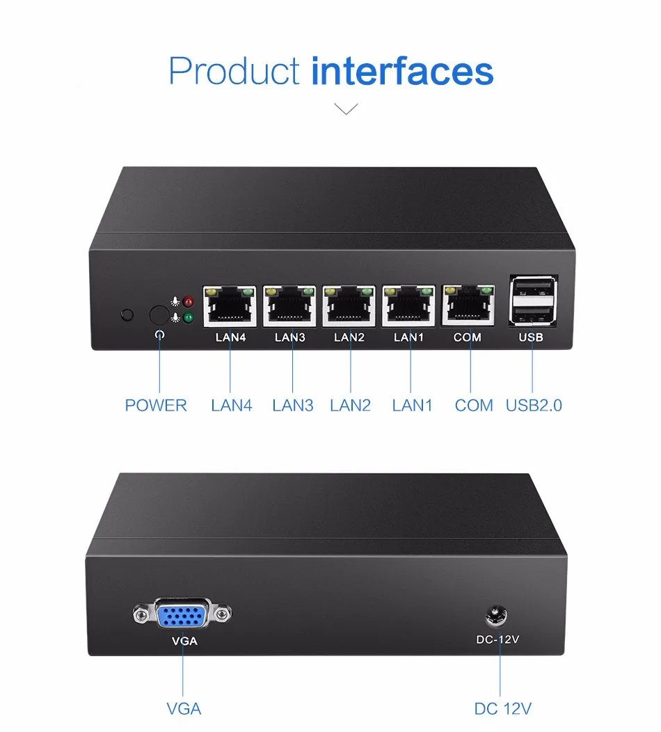 Безвентиляторный мини-ПК 4 LAN Gigabit Ethernet NIC Intel Celeron J1800 2,41 ГГц маршрутизатор Pfsense брандмауэр Windows сервер
